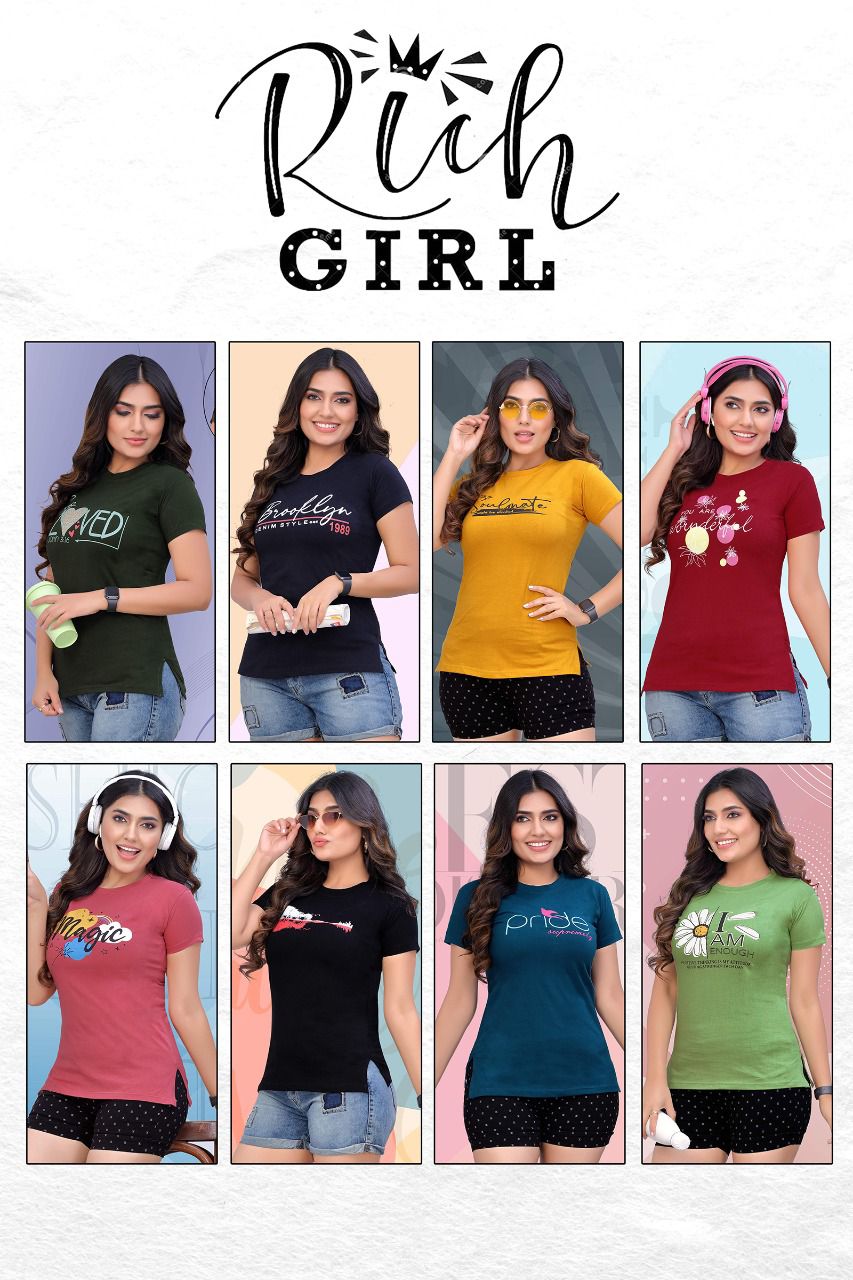 Ns Rich Girl 01 Regular Wear Wholesale Ladies Tshirt Collection
